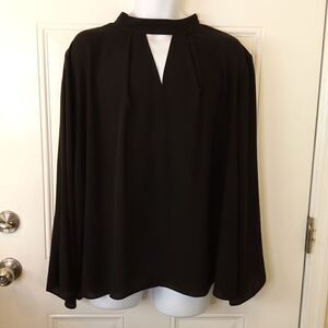 (3/$20) Cato black long sleeve blouse with back slipper and buttons
